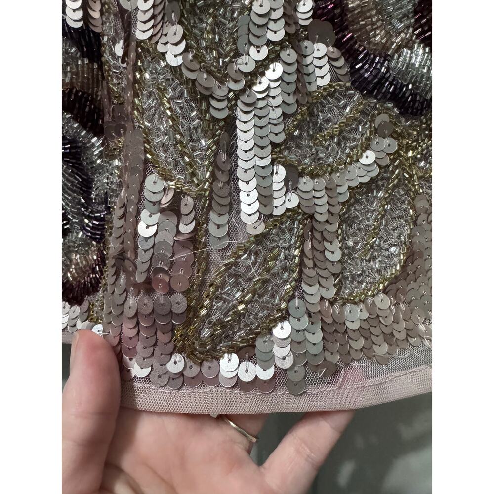 NWT Mac Duggal Floral Sequined Beaded Midi Dress Size 4 - Picture 13 of 16